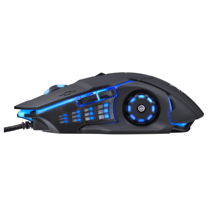 Mouse Gamer Galatica 2400 Dpi Led Azul Cabo Usb 1,8 Metros Trançado